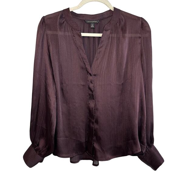 Banana Republic Rich Purple Sheer Blouse, Size M (petite) - Picture 3 of 10